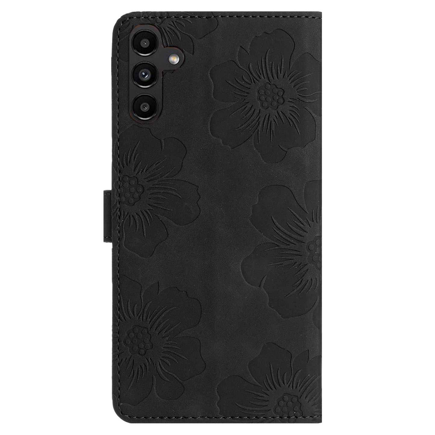 Flowers Imprinted Shell for Samsung Galaxy A13 5G Leather Phone Cover Wallet Stand Case with Strap