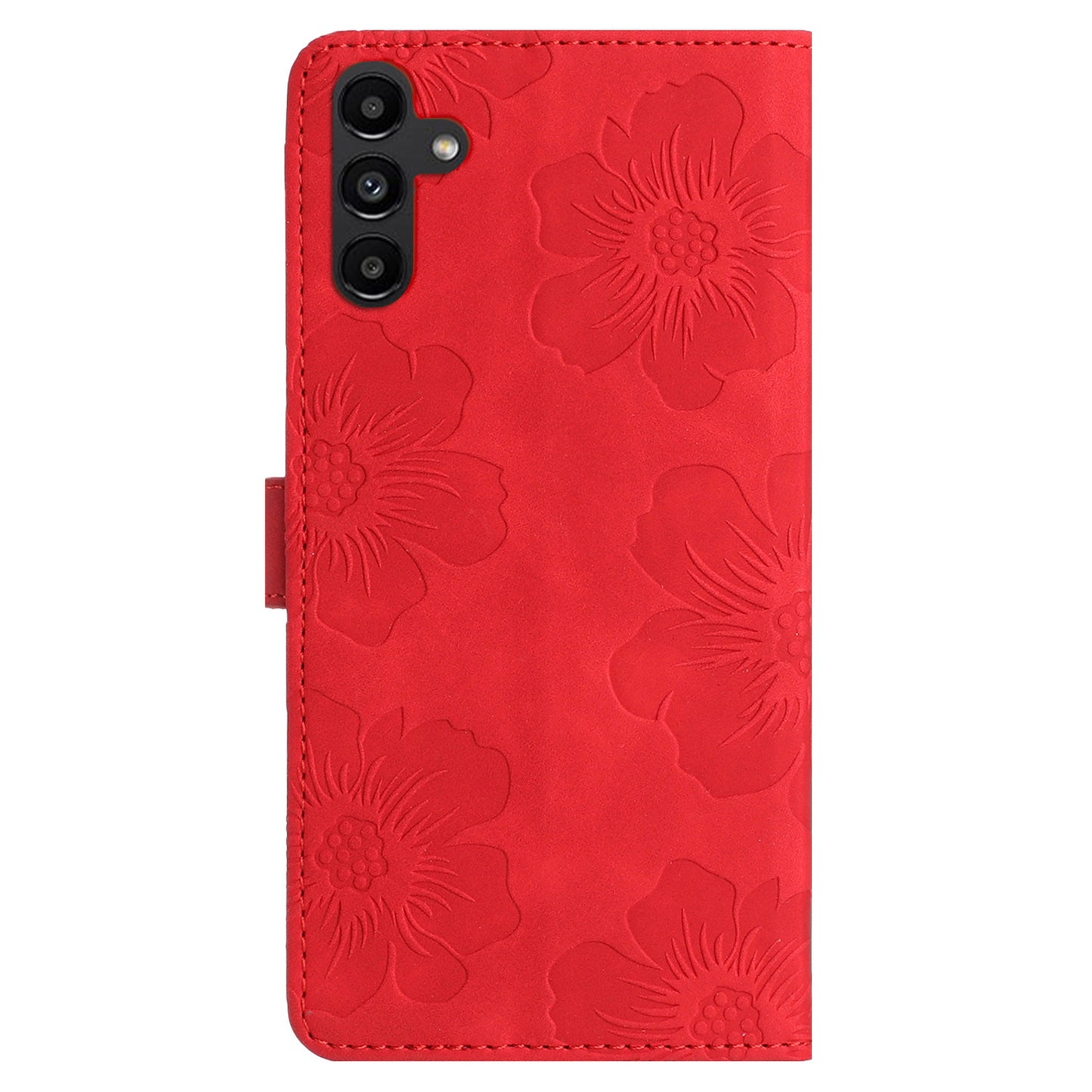 Flowers Imprinted Shell for Samsung Galaxy A13 5G Leather Phone Cover Wallet Stand Case with Strap