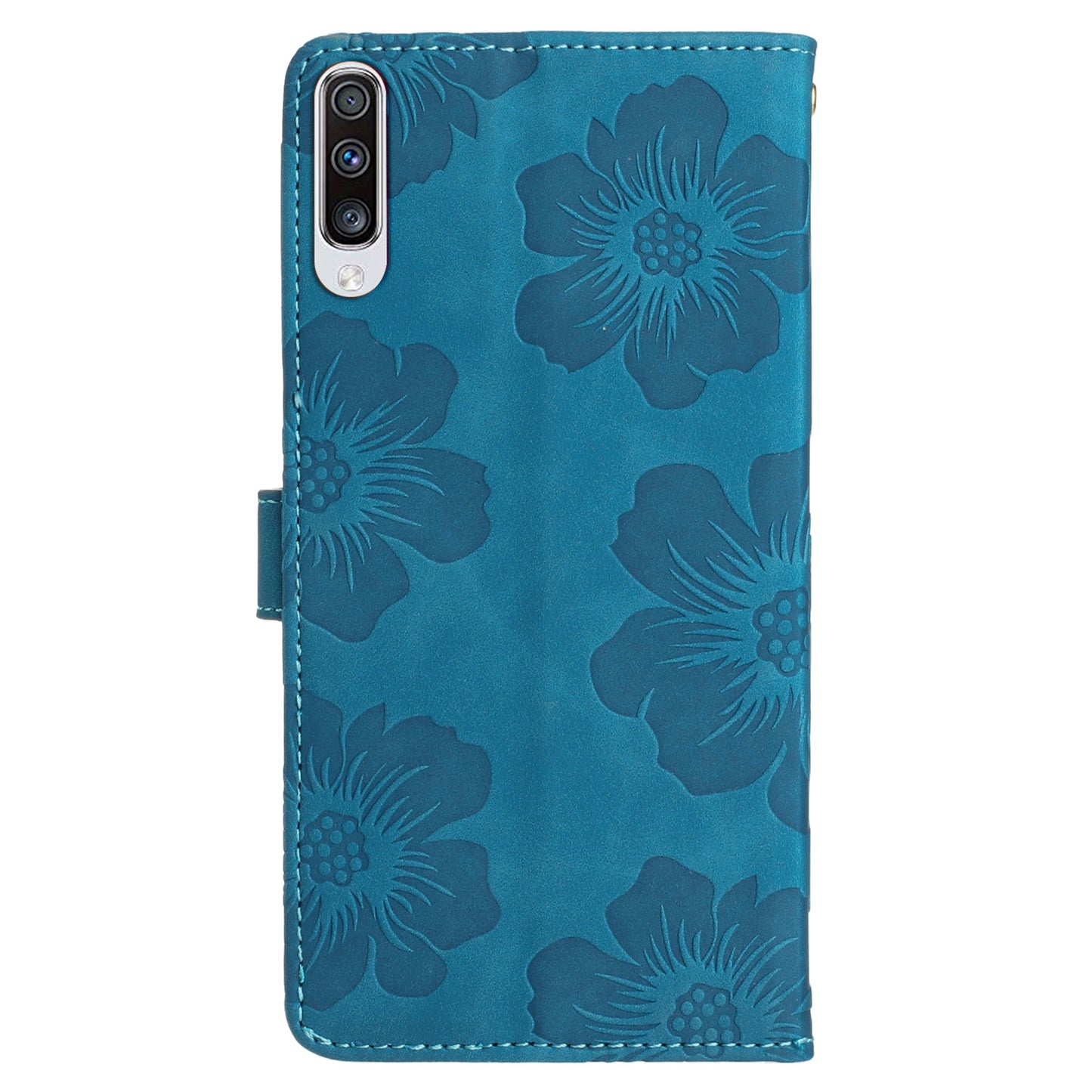 For Samsung Galaxy A70 Flowers Imprinted Anti-fingerprint Stand Leather Case Wallet Phone Cover