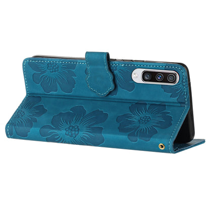 For Samsung Galaxy A70 Flowers Imprinted Anti-fingerprint Stand Leather Case Wallet Phone Cover