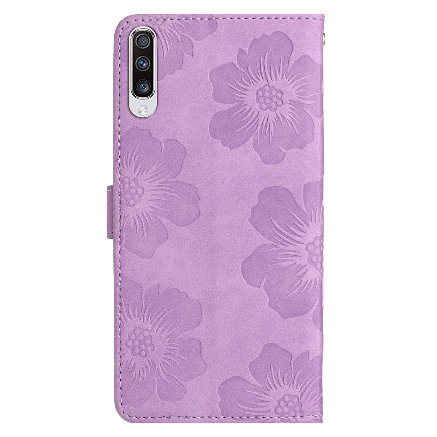 For Samsung Galaxy A70 Flowers Imprinted Anti-fingerprint Stand Leather Case Wallet Phone Cover