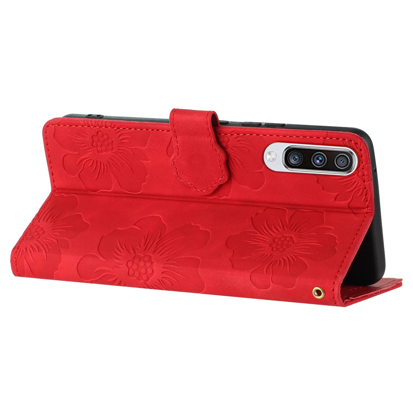 For Samsung Galaxy A70 Flowers Imprinted Anti-fingerprint Stand Leather Case Wallet Phone Cover