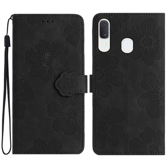 Shockproof Cover for Samsung Galaxy A40 Flowers Imprinted Stand Phone Wallet Leather Case
