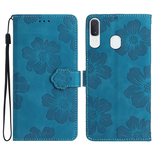 Shockproof Cover for Samsung Galaxy A40 Flowers Imprinted Stand Phone Wallet Leather Case