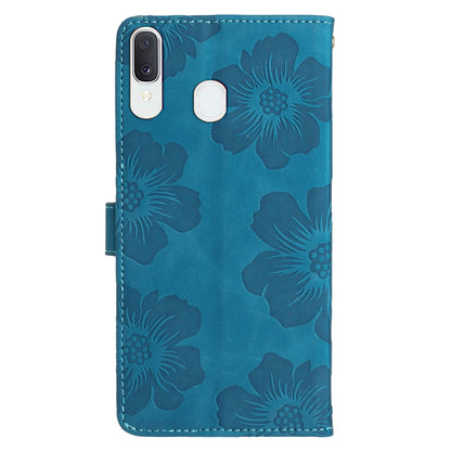 Shockproof Cover for Samsung Galaxy A40 Flowers Imprinted Stand Phone Wallet Leather Case