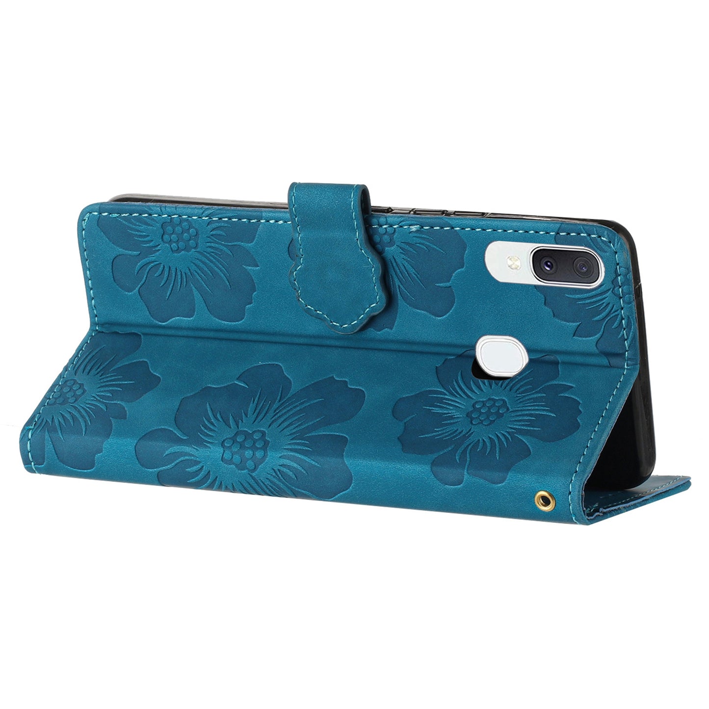 Shockproof Cover for Samsung Galaxy A40 Flowers Imprinted Stand Phone Wallet Leather Case