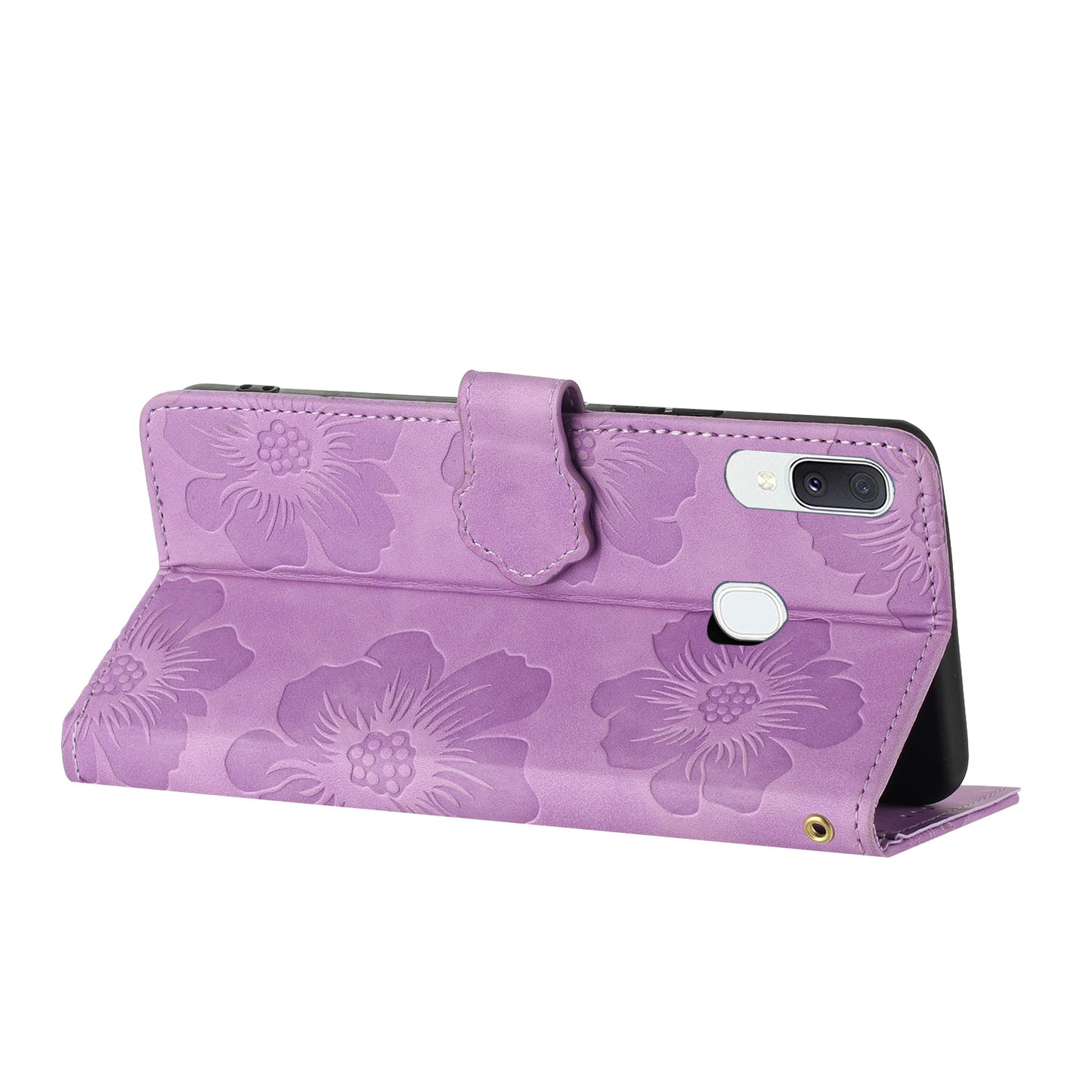 Shockproof Cover for Samsung Galaxy A40 Flowers Imprinted Stand Phone Wallet Leather Case