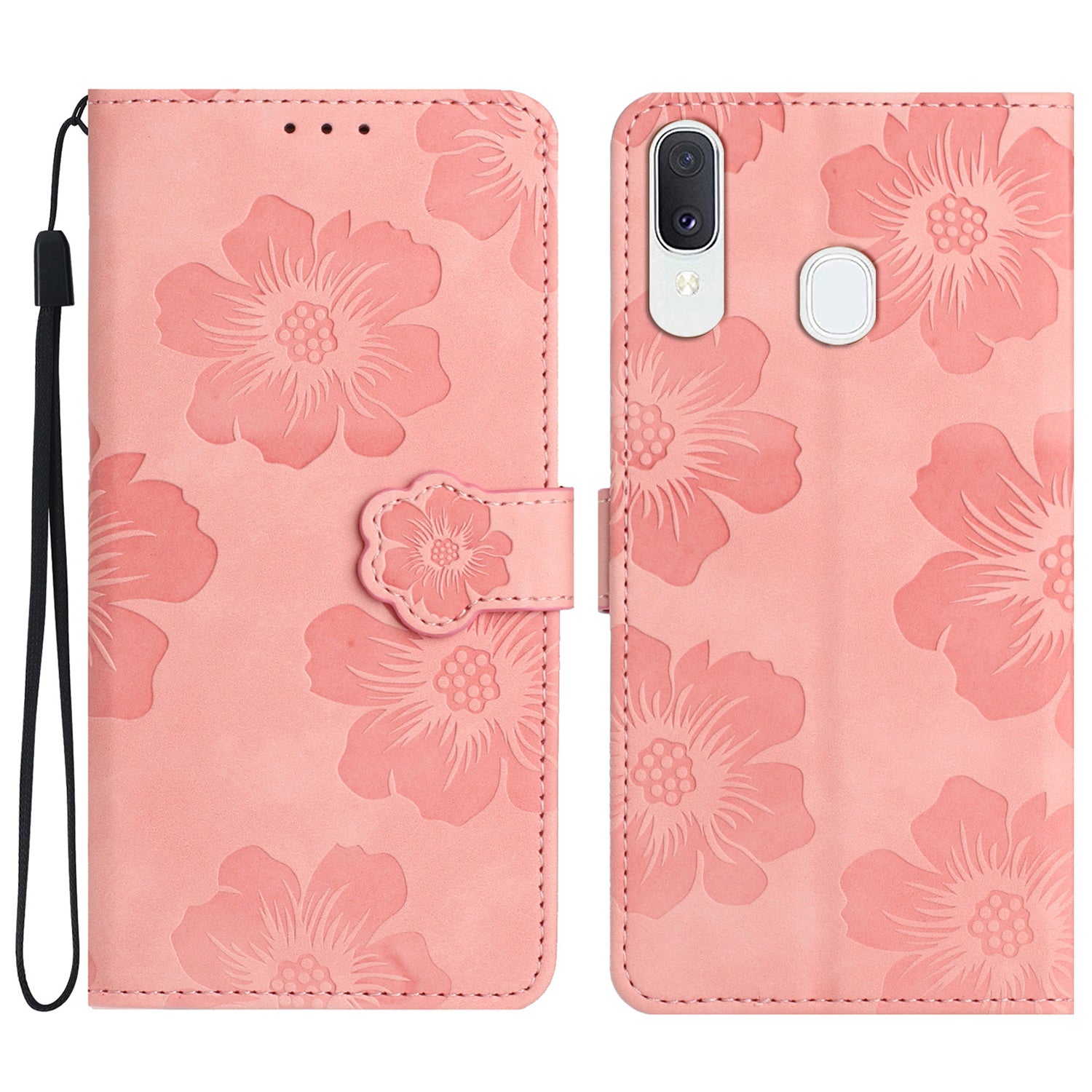 Shockproof Cover for Samsung Galaxy A40 Flowers Imprinted Stand Phone Wallet Leather Case