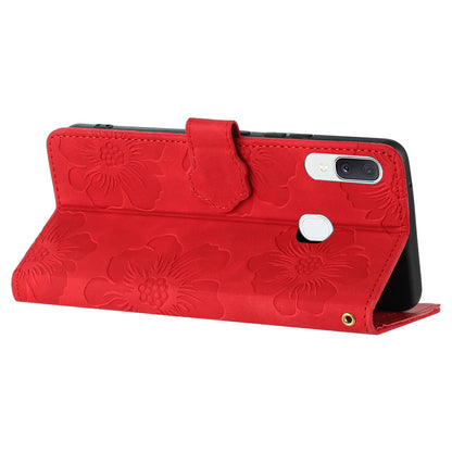 Shockproof Cover for Samsung Galaxy A40 Flowers Imprinted Stand Phone Wallet Leather Case