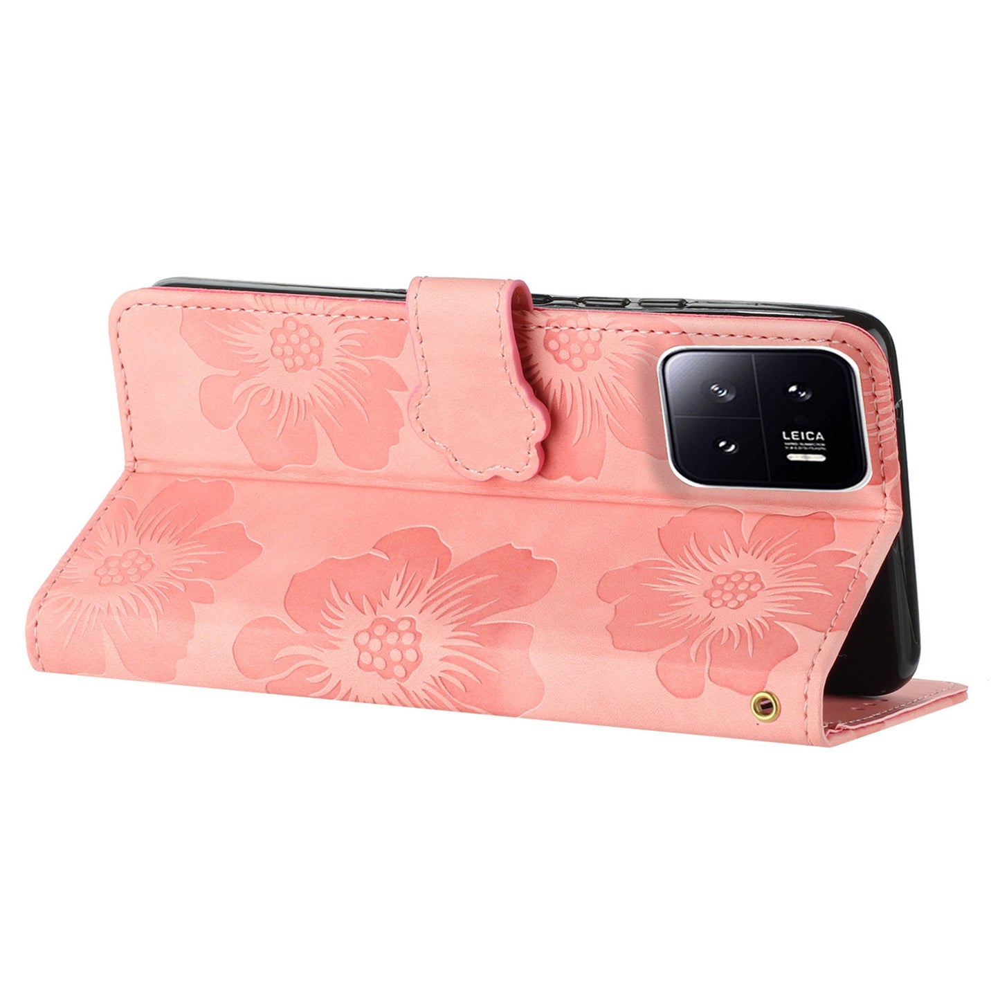 Leather Case for Xiaomi 13 Flowers Imprinted Stand Phone Wallet Shockproof Cover