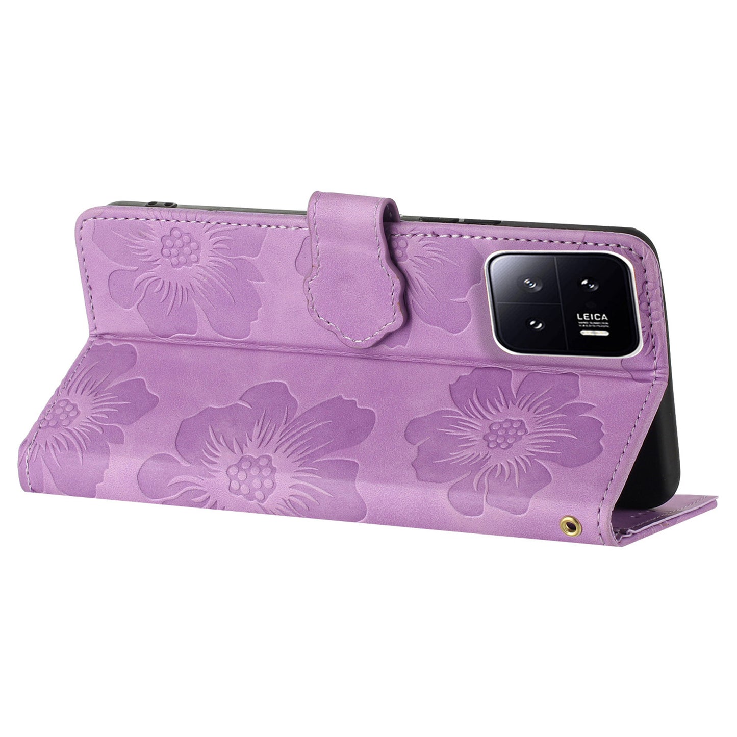 Leather Case for Xiaomi 13 Flowers Imprinted Stand Phone Wallet Shockproof Cover