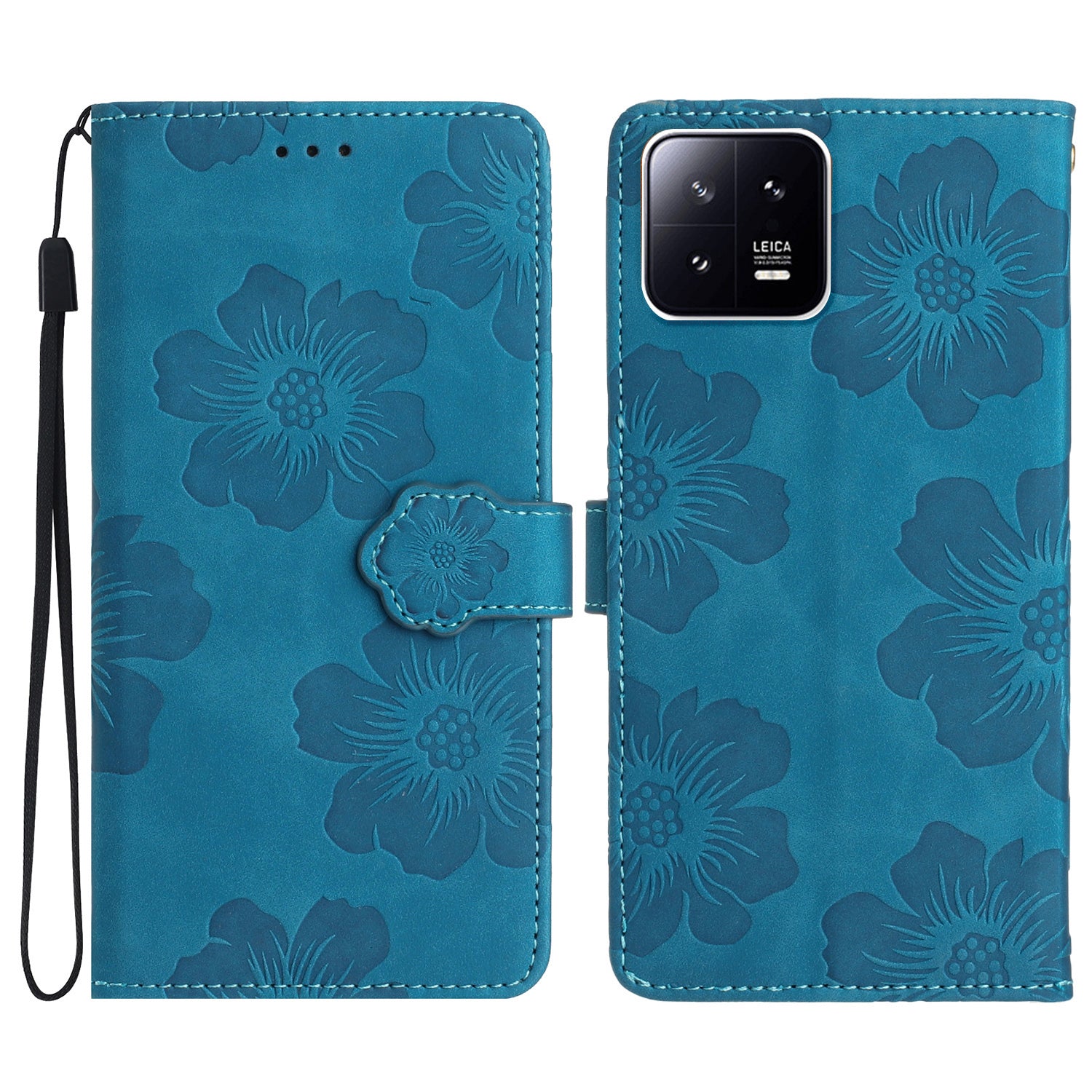 Leather Case for Xiaomi 13 Flowers Imprinted Stand Phone Wallet Shockproof Cover
