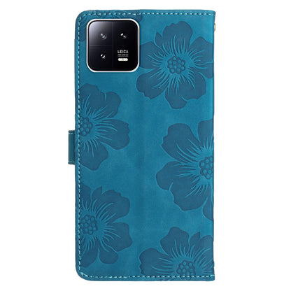 Leather Case for Xiaomi 13 Flowers Imprinted Stand Phone Wallet Shockproof Cover