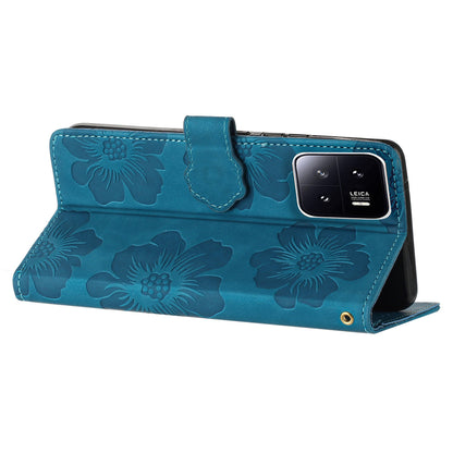 Leather Case for Xiaomi 13 Flowers Imprinted Stand Phone Wallet Shockproof Cover