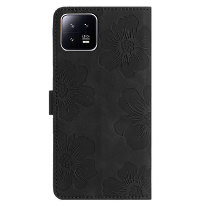 Leather Case for Xiaomi 13 Flowers Imprinted Stand Phone Wallet Shockproof Cover