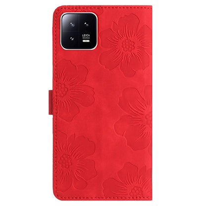 Leather Case for Xiaomi 13 Flowers Imprinted Stand Phone Wallet Shockproof Cover