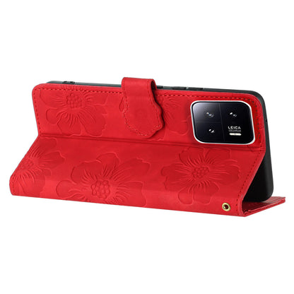 Leather Case for Xiaomi 13 Flowers Imprinted Stand Phone Wallet Shockproof Cover
