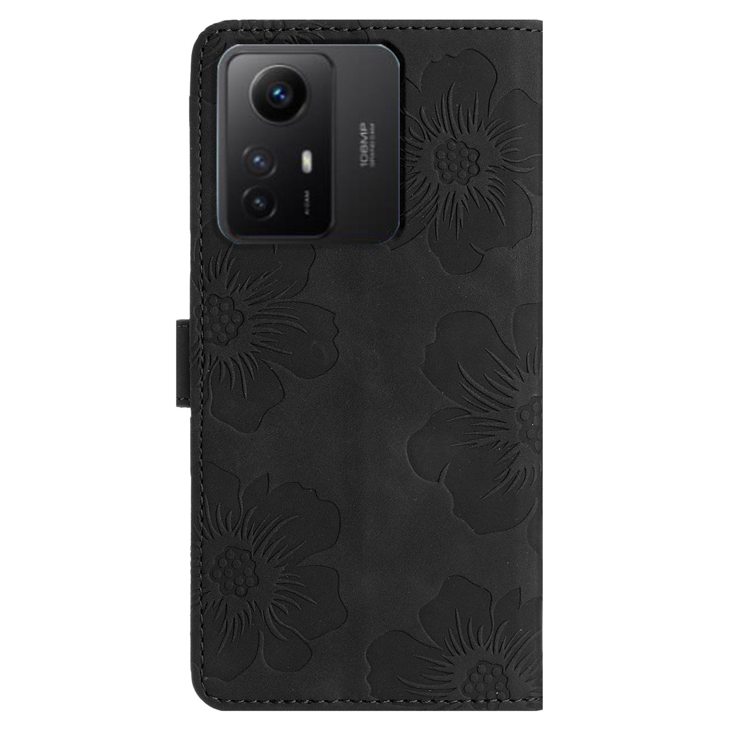 For Xiaomi Redmi Note 12S 4G Drop-proof Leather Phone Shell Flowers Imprinted Stand Wallet Case