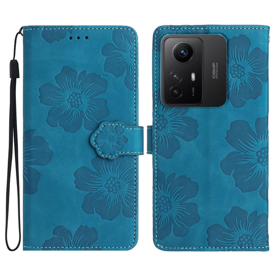 For Xiaomi Redmi Note 12S 4G Drop-proof Leather Phone Shell Flowers Imprinted Stand Wallet Case