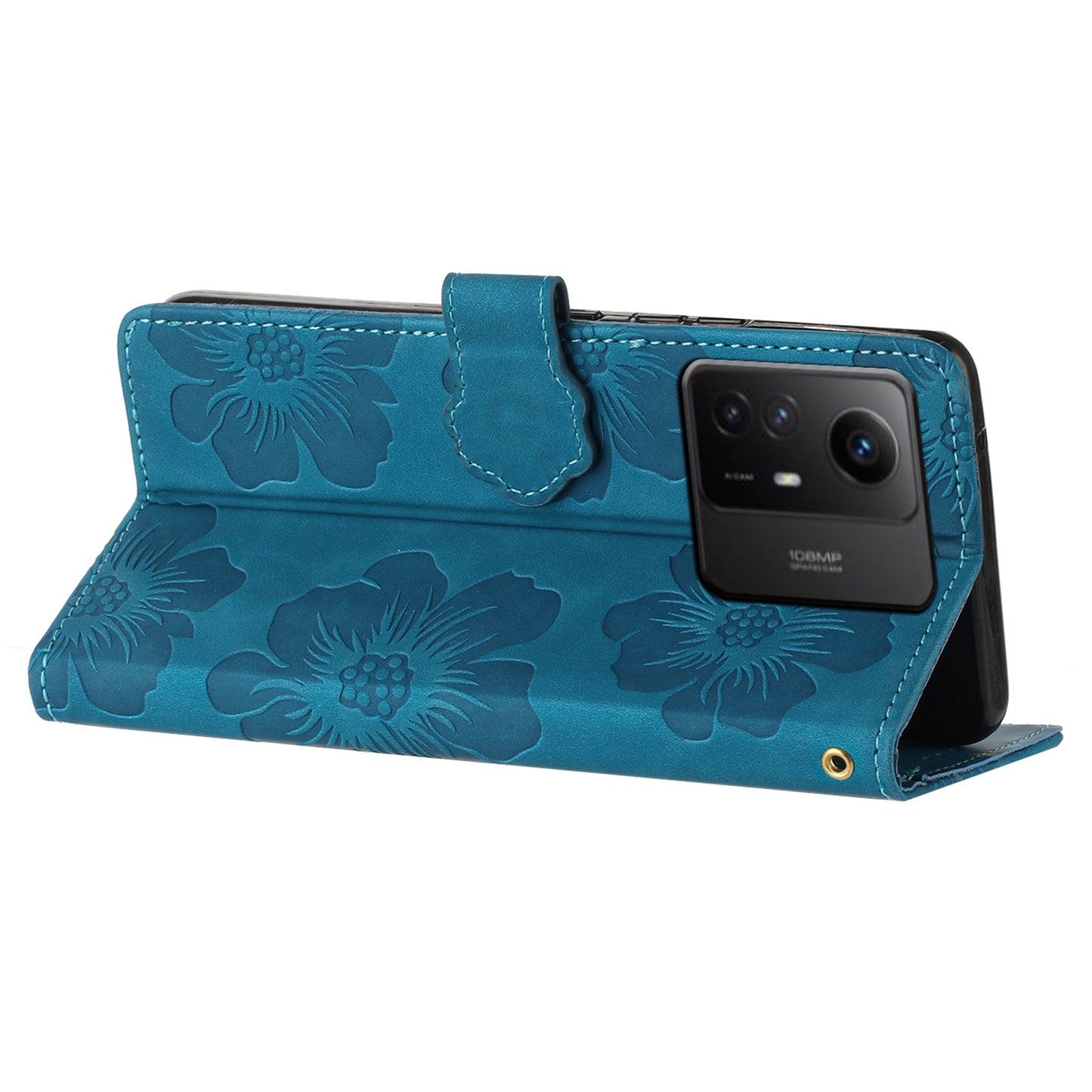 For Xiaomi Redmi Note 12S 4G Drop-proof Leather Phone Shell Flowers Imprinted Stand Wallet Case