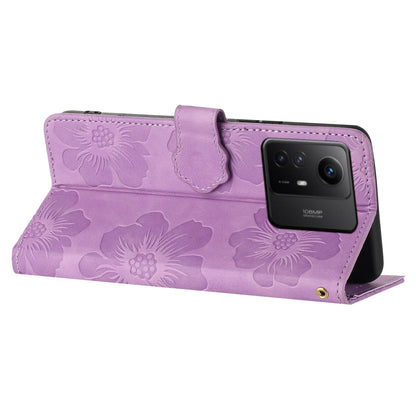 For Xiaomi Redmi Note 12S 4G Drop-proof Leather Phone Shell Flowers Imprinted Stand Wallet Case