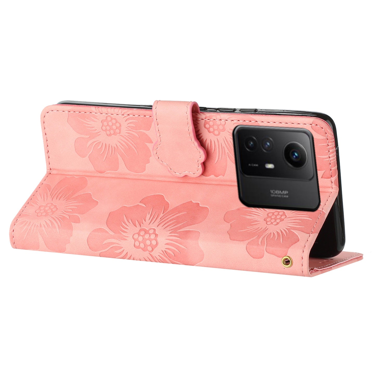 For Xiaomi Redmi Note 12S 4G Drop-proof Leather Phone Shell Flowers Imprinted Stand Wallet Case