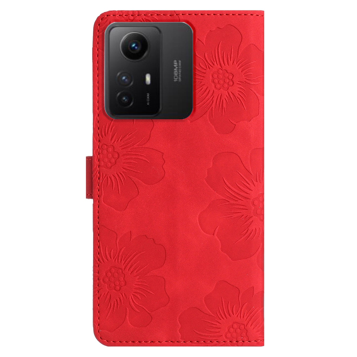 For Xiaomi Redmi Note 12S 4G Drop-proof Leather Phone Shell Flowers Imprinted Stand Wallet Case