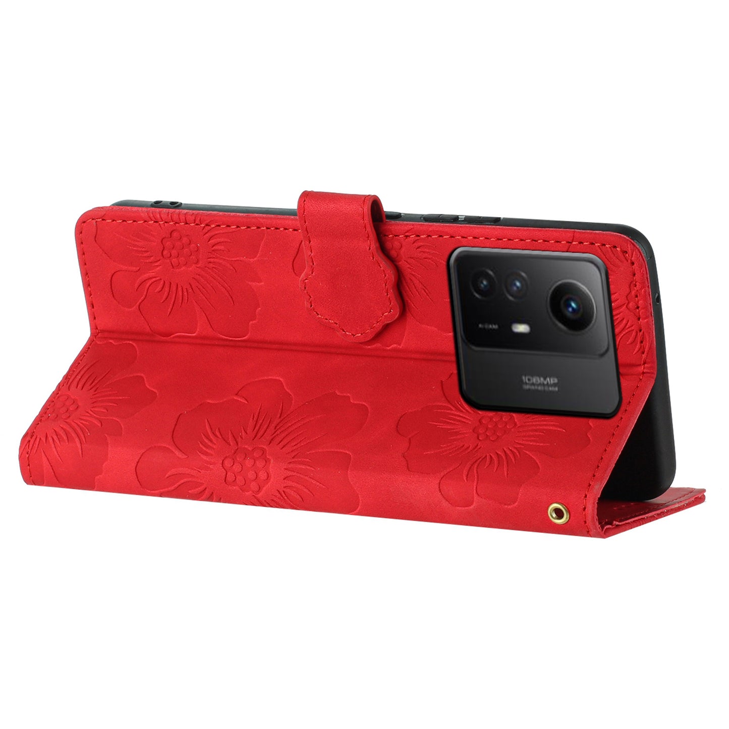 For Xiaomi Redmi Note 12S 4G Drop-proof Leather Phone Shell Flowers Imprinted Stand Wallet Case