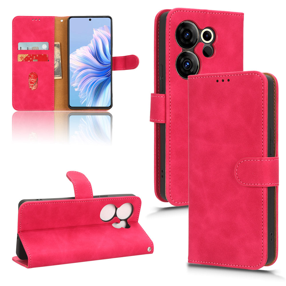 For Tecno Camon 20 4G / Camon 20 Premier 5G Leather Case Stand Wallet Skin-touch Phone Cover