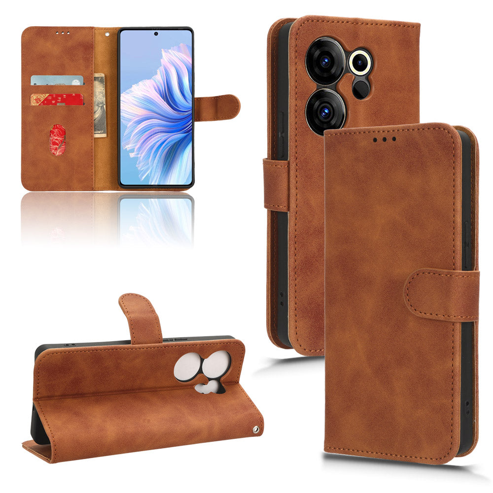 For Tecno Camon 20 4G / Camon 20 Premier 5G Leather Case Stand Wallet Skin-touch Phone Cover
