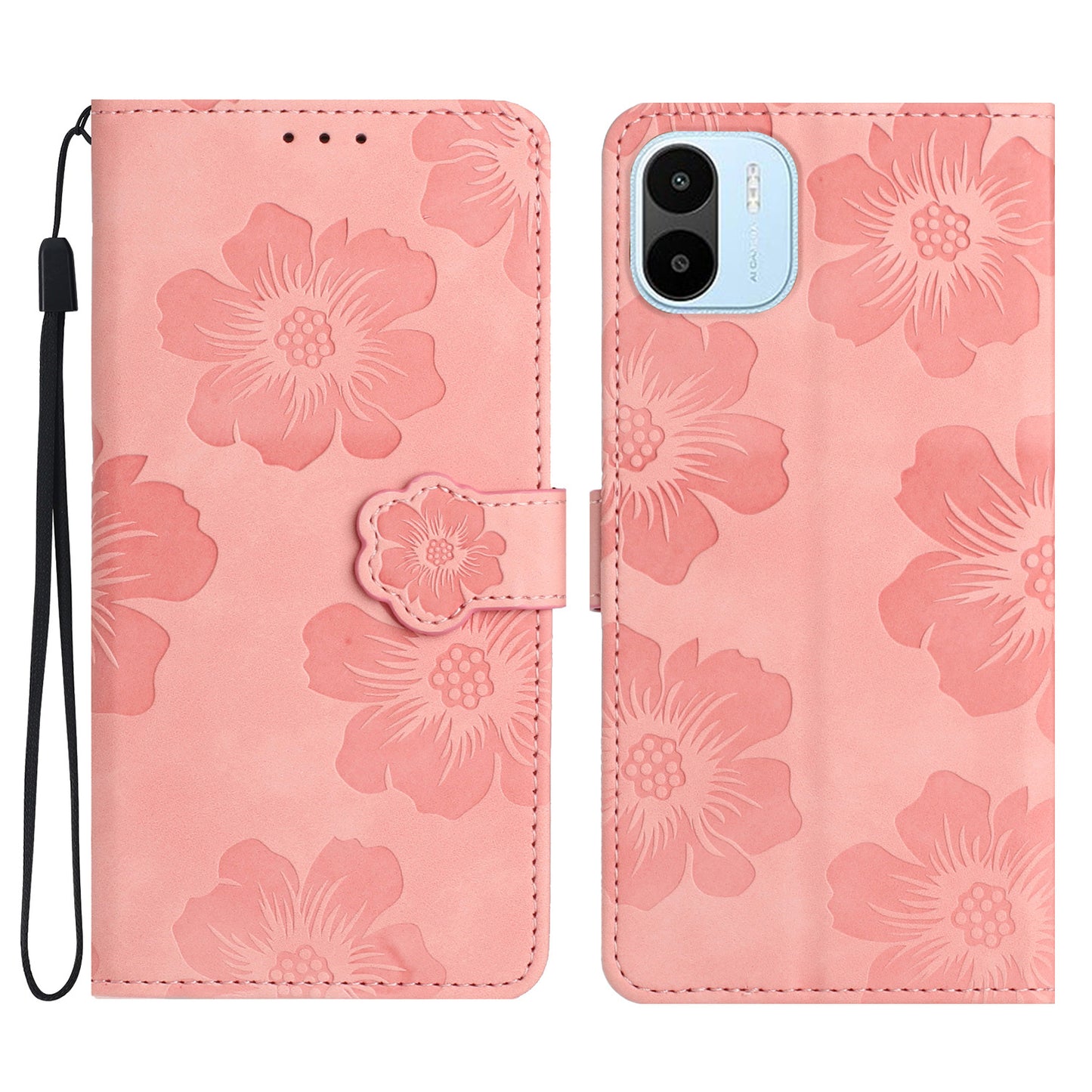 For Xiaomi Redmi A1 4G / A2 4G Flowers Imprinted Phone Wallet Case PU Leather Stand Cover
