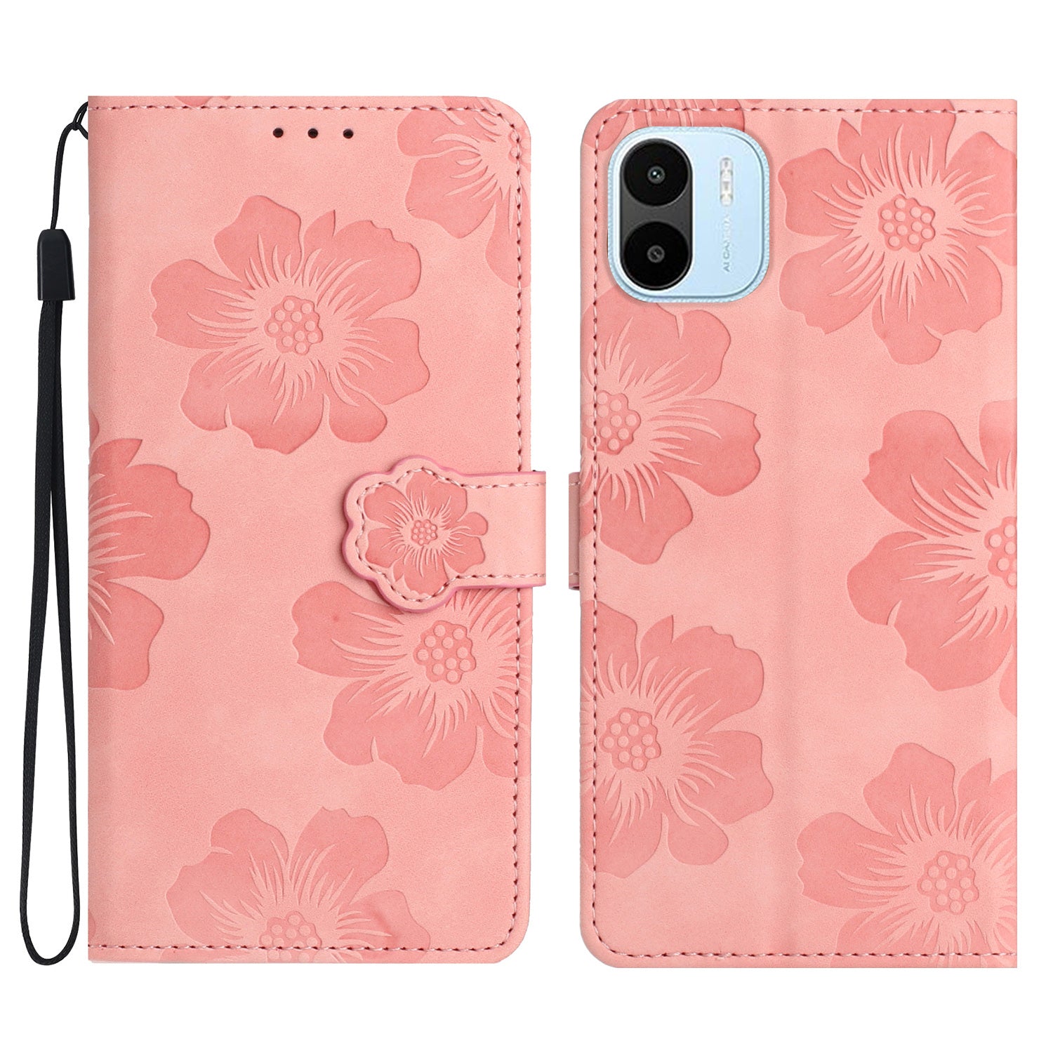 For Xiaomi Redmi A1 4G / A2 4G Flowers Imprinted Phone Wallet Case PU Leather Stand Cover
