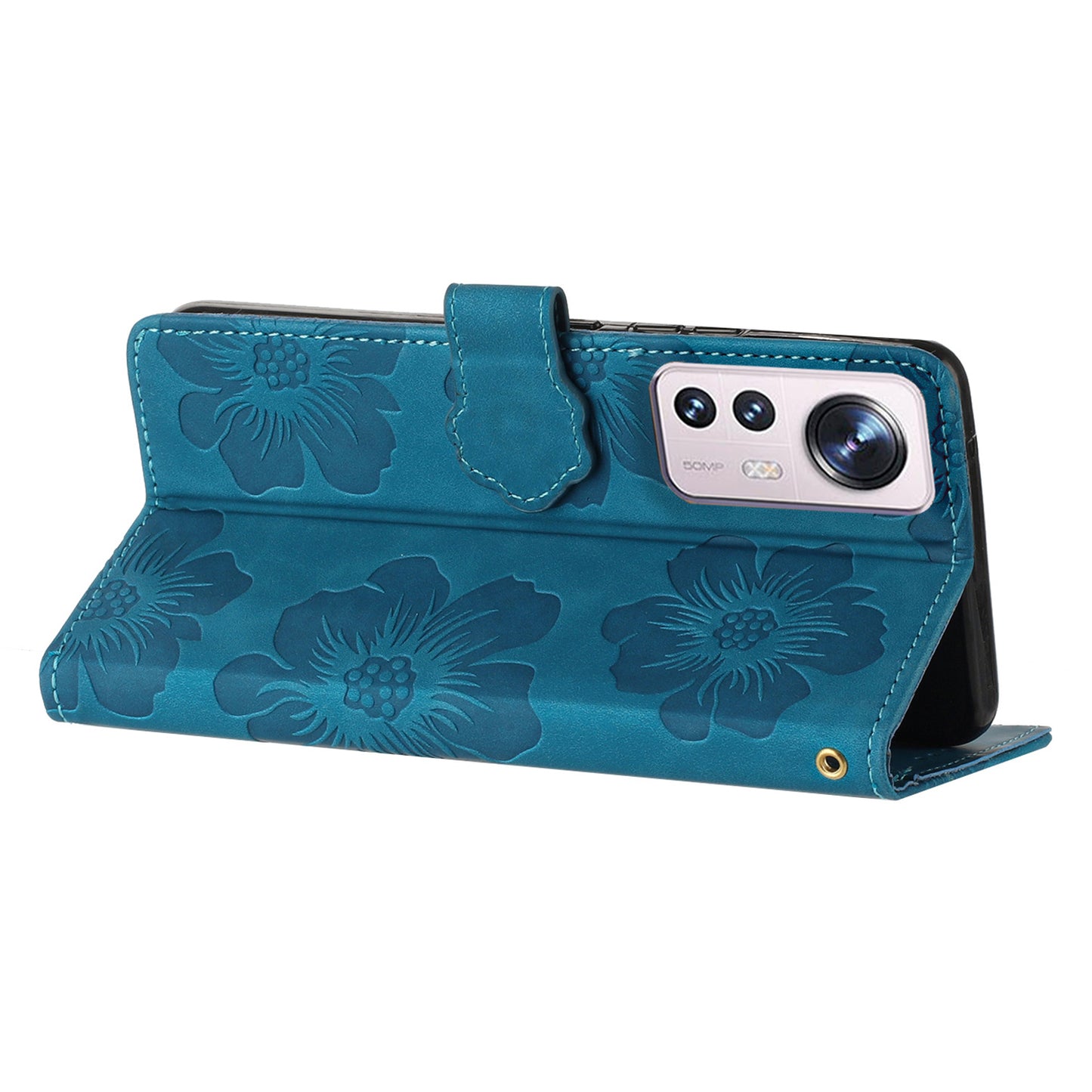 For Xiaomi 12 Pro 5G / 12 Pro (Dimensity) 5G / 12S Pro 5G Phone Leather Case Flowers Imprinted Stand Wallet Cover