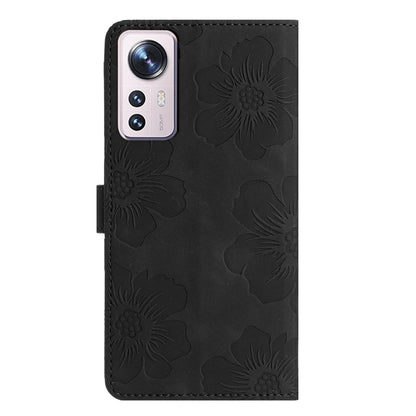 For Xiaomi 12 Lite 5G Flowers Imprinted PU Leather Wallet Case Cell Phone Stand Cover