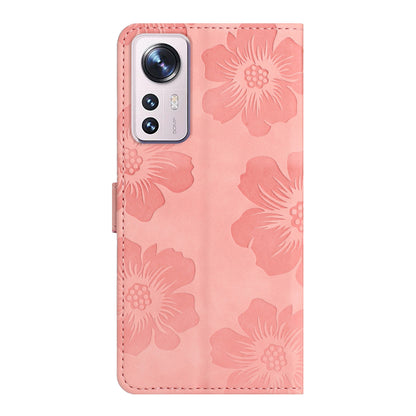 For Xiaomi 12 Lite 5G Flowers Imprinted PU Leather Wallet Case Cell Phone Stand Cover