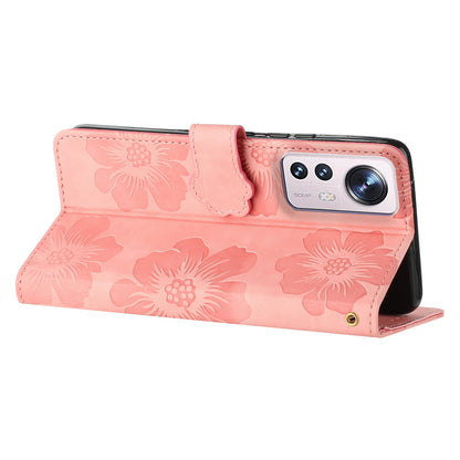 For Xiaomi 12 Lite 5G Flowers Imprinted PU Leather Wallet Case Cell Phone Stand Cover