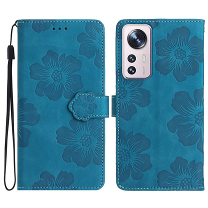 For Xiaomi 12 Lite 5G Flowers Imprinted PU Leather Wallet Case Cell Phone Stand Cover