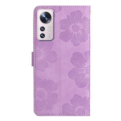 For Xiaomi 12 Lite 5G Flowers Imprinted PU Leather Wallet Case Cell Phone Stand Cover