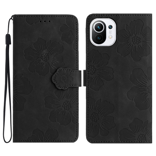 Wallet Phone Case for Xiaomi Mi 11 Lite 4G / 5G / 11 Lite 5G NE , PU Leather Flowers Imprinted Flip Stand Cover