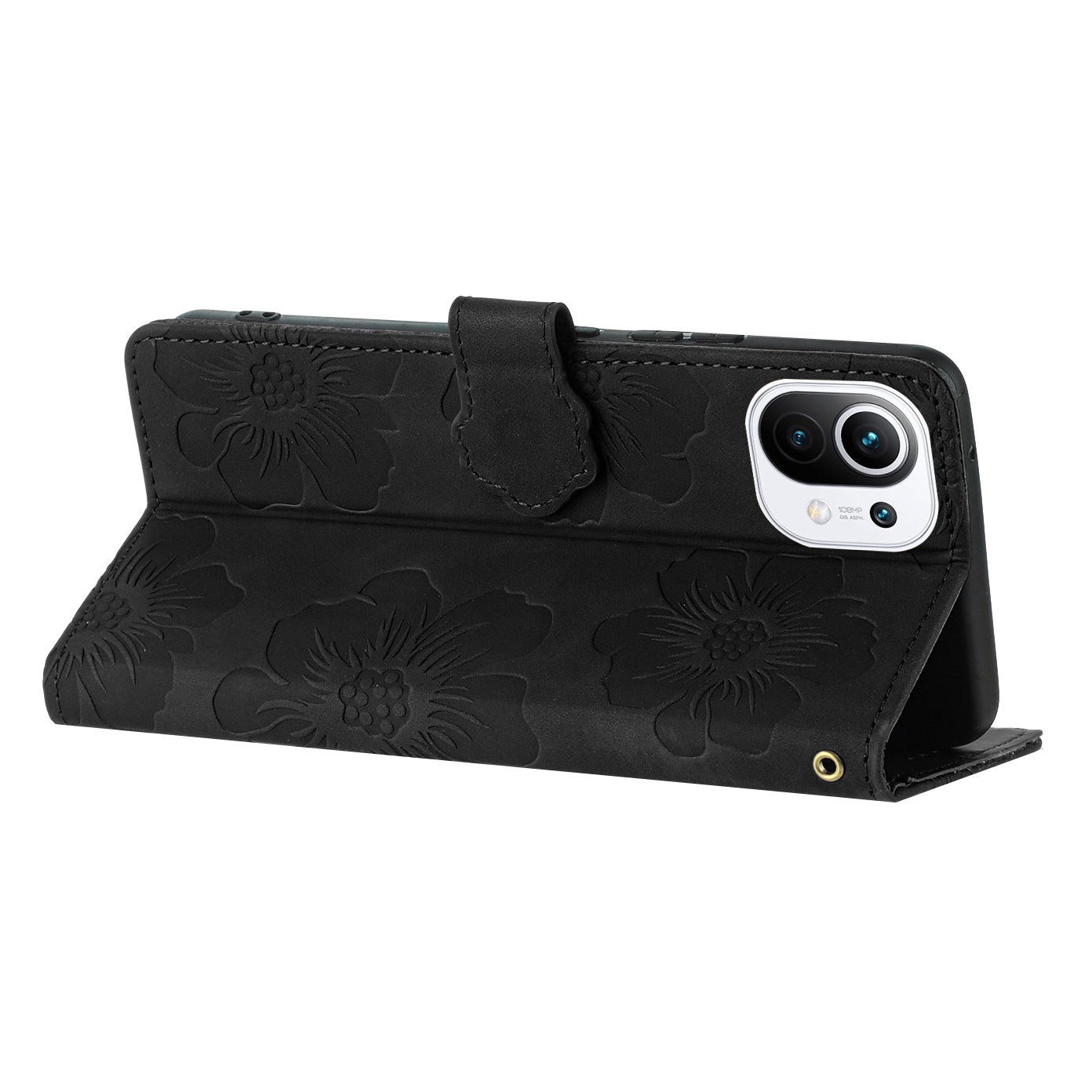 Wallet Phone Case for Xiaomi Mi 11 Lite 4G / 5G / 11 Lite 5G NE , PU Leather Flowers Imprinted Flip Stand Cover