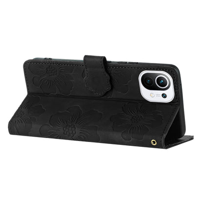 Wallet Phone Case for Xiaomi Mi 11 Lite 4G / 5G / 11 Lite 5G NE , PU Leather Flowers Imprinted Flip Stand Cover