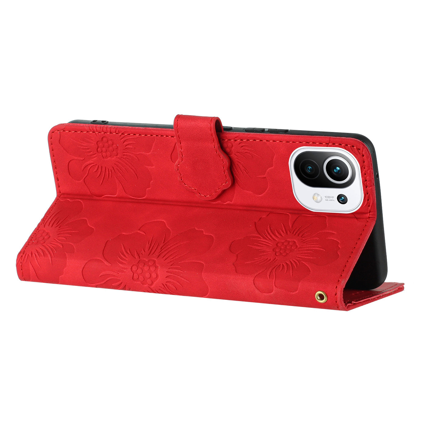 Wallet Phone Case for Xiaomi Mi 11 Lite 4G / 5G / 11 Lite 5G NE , PU Leather Flowers Imprinted Flip Stand Cover