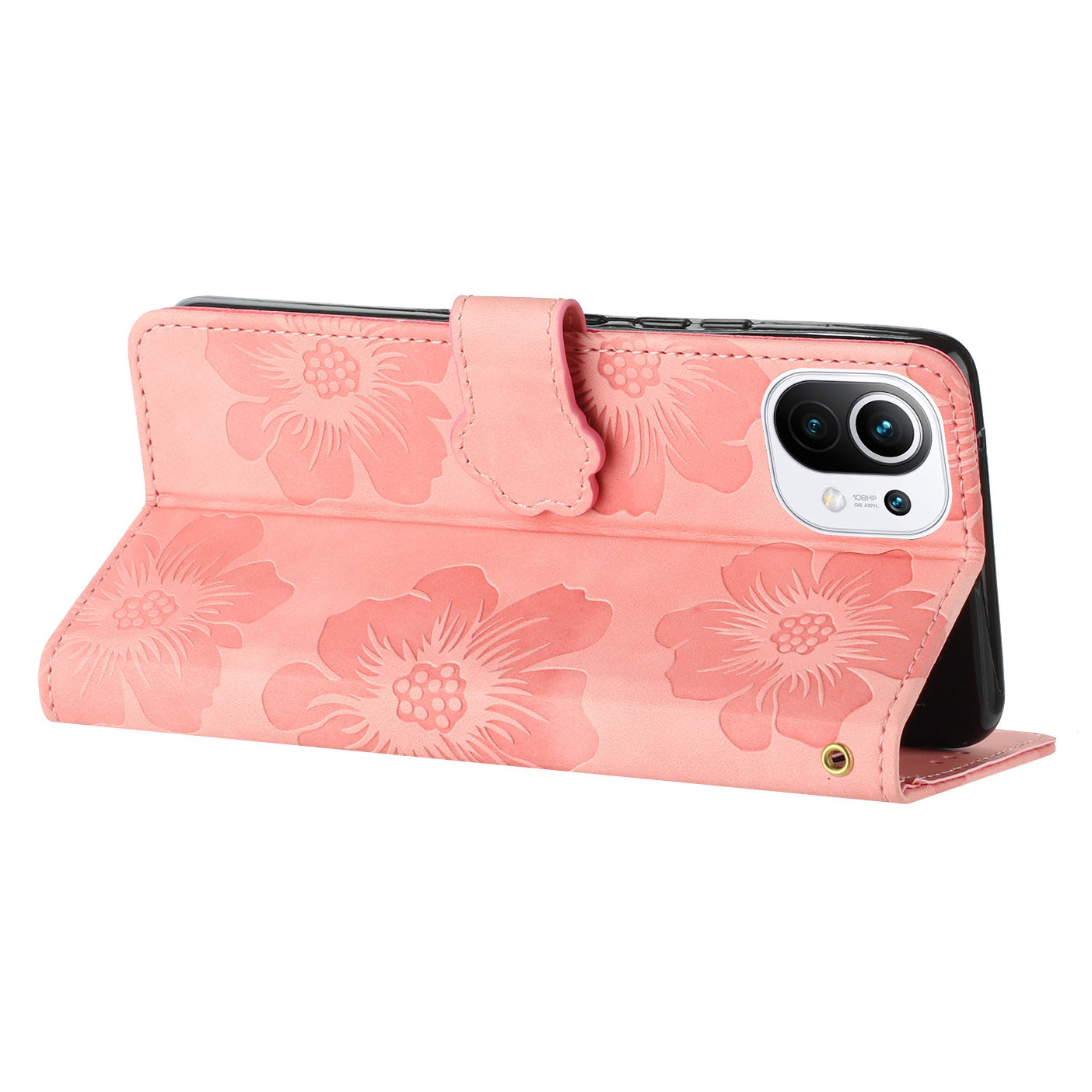 Wallet Phone Case for Xiaomi Mi 11 Lite 4G / 5G / 11 Lite 5G NE , PU Leather Flowers Imprinted Flip Stand Cover