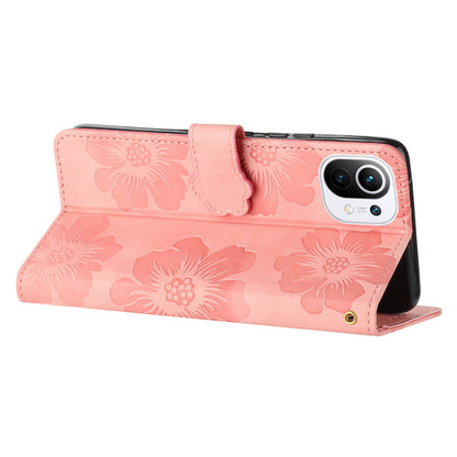 Wallet Phone Case for Xiaomi Mi 11 Lite 4G / 5G / 11 Lite 5G NE , PU Leather Flowers Imprinted Flip Stand Cover