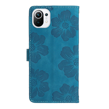Wallet Phone Case for Xiaomi Mi 11 Lite 4G / 5G / 11 Lite 5G NE , PU Leather Flowers Imprinted Flip Stand Cover