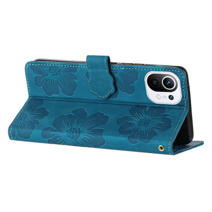 Wallet Phone Case for Xiaomi Mi 11 Lite 4G / 5G / 11 Lite 5G NE , PU Leather Flowers Imprinted Flip Stand Cover