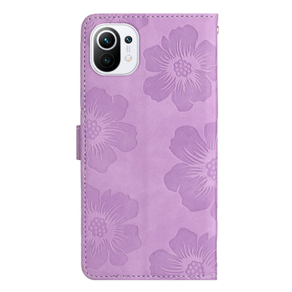 Wallet Phone Case for Xiaomi Mi 11 Lite 4G / 5G / 11 Lite 5G NE , PU Leather Flowers Imprinted Flip Stand Cover