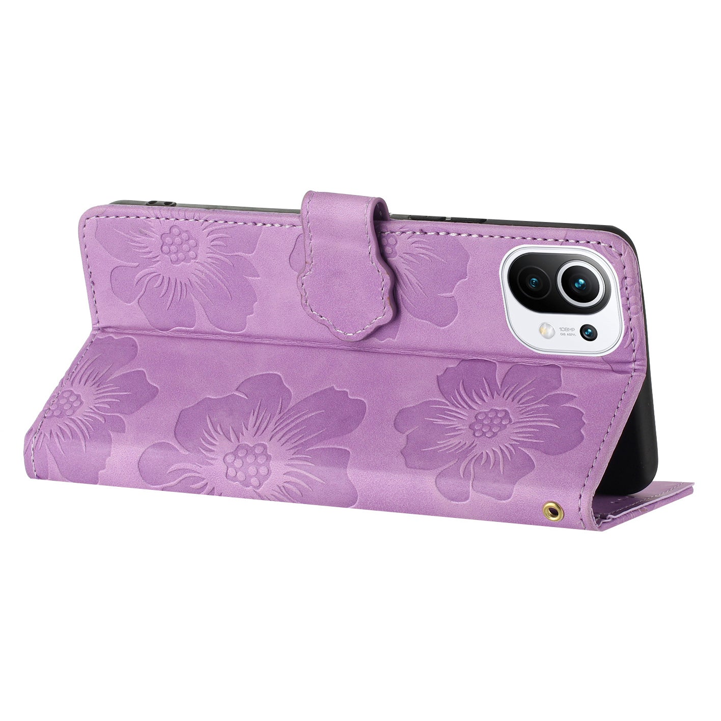 Wallet Phone Case for Xiaomi Mi 11 Lite 4G / 5G / 11 Lite 5G NE , PU Leather Flowers Imprinted Flip Stand Cover