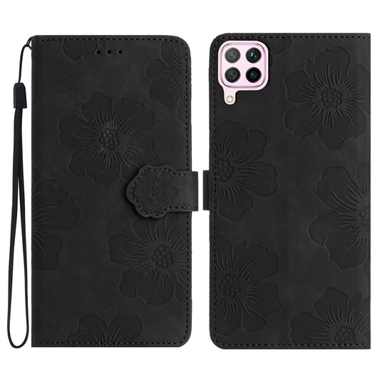 For Huawei P40 lite 4G Flowers Imprinted PU Leather Stand Case Wallet Anti-drop Phone Cover