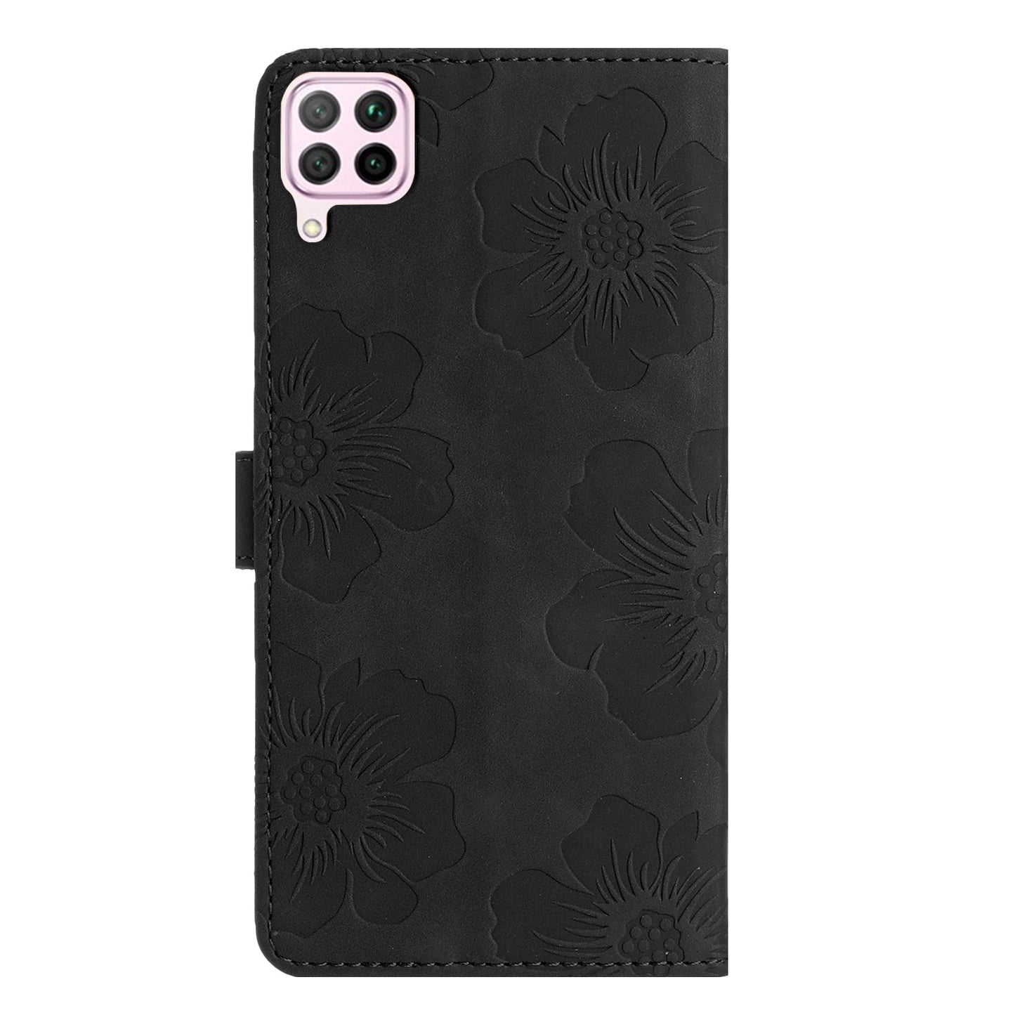 For Huawei P40 lite 4G Flowers Imprinted PU Leather Stand Case Wallet Anti-drop Phone Cover